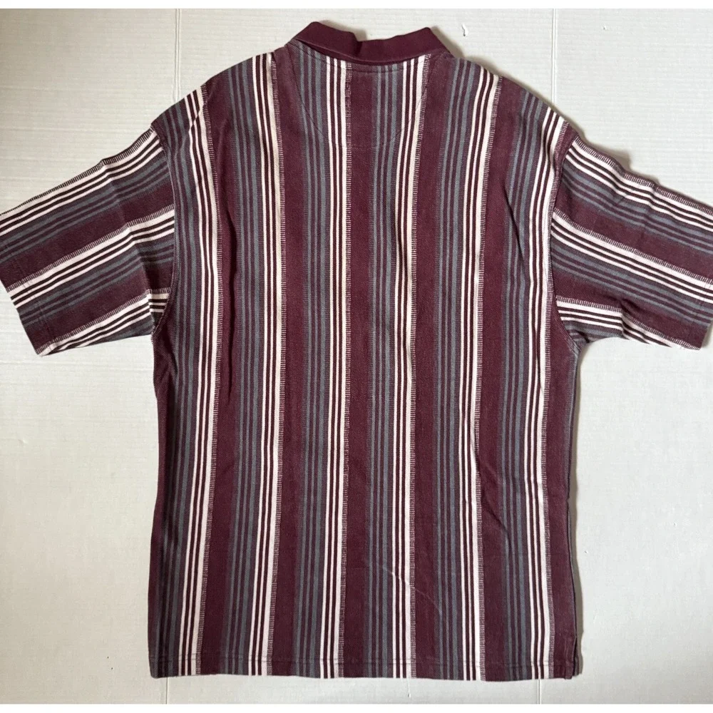 LEVI'S - Men's VINTAGE Maroon Stripe Polo Shirt‎ - Size Large